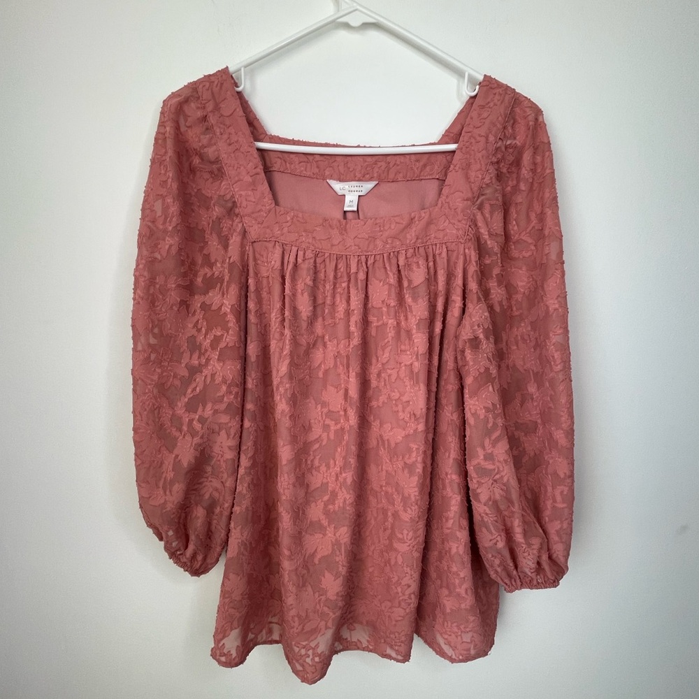 LC Lauren Conrad Dusty Rose Lace Blouse size medium
